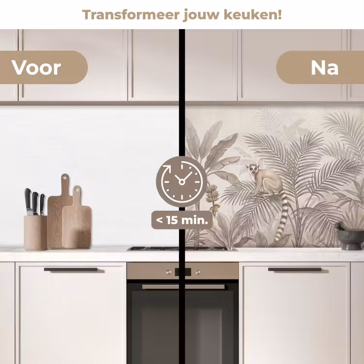 Keuken achterwand - Natuur - Jungle - Ringstaartmaki - Bruin — 3
