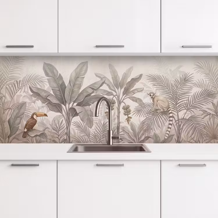 Keuken achterwand - Natuur - Jungle - Ringstaartmaki - Bruin — 4