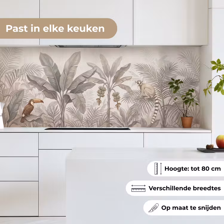 Keuken achterwand - Natuur - Jungle - Ringstaartmaki - Bruin — 7