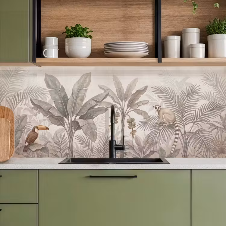 Keuken achterwand - Natuur - Jungle - Ringstaartmaki - Bruin — 8