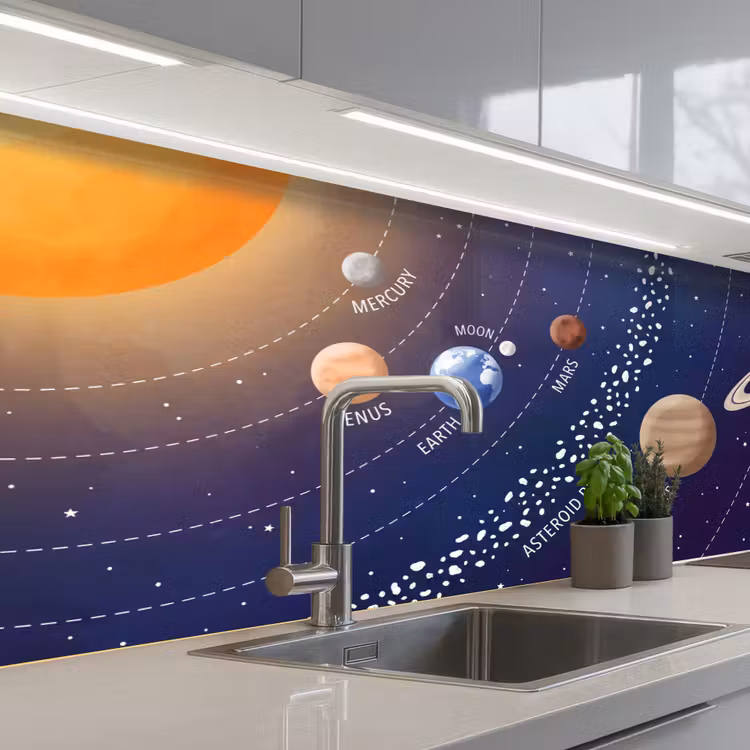 Keuken achterwand - Planetenstelsel - Ruimte - Illustratie — 2