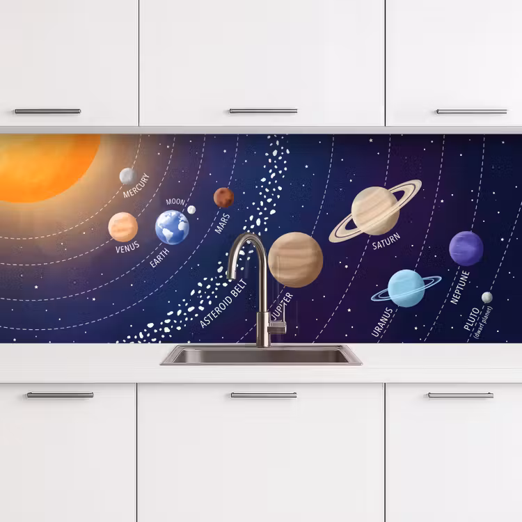 Keuken achterwand - Planetenstelsel - Ruimte - Illustratie — 4