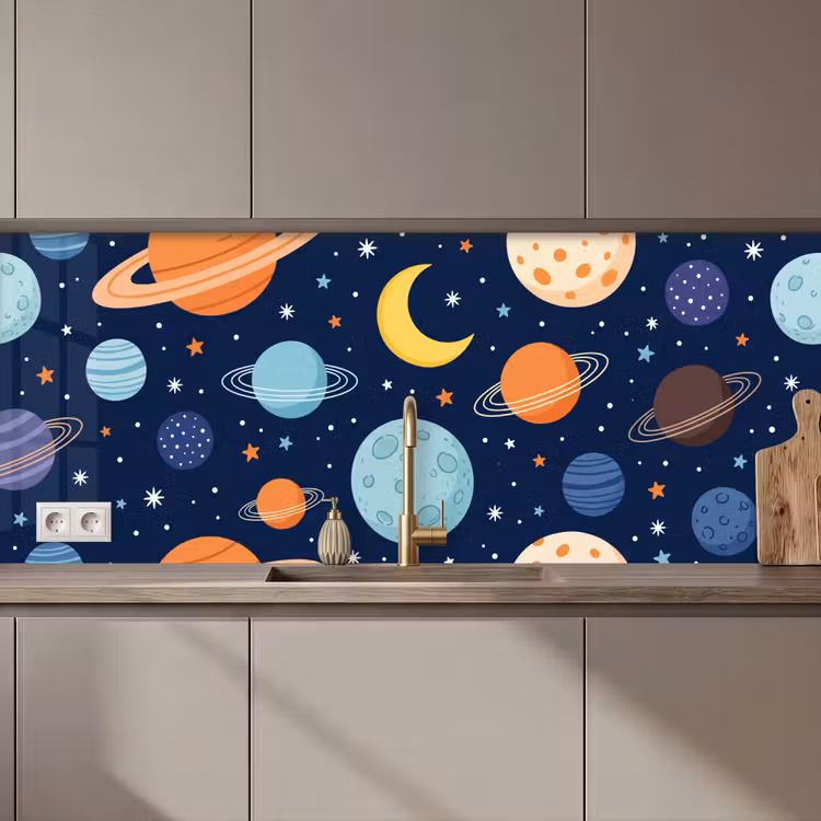 Keuken achterwand - Ruimte - Planeten - Kleurrijk — 1