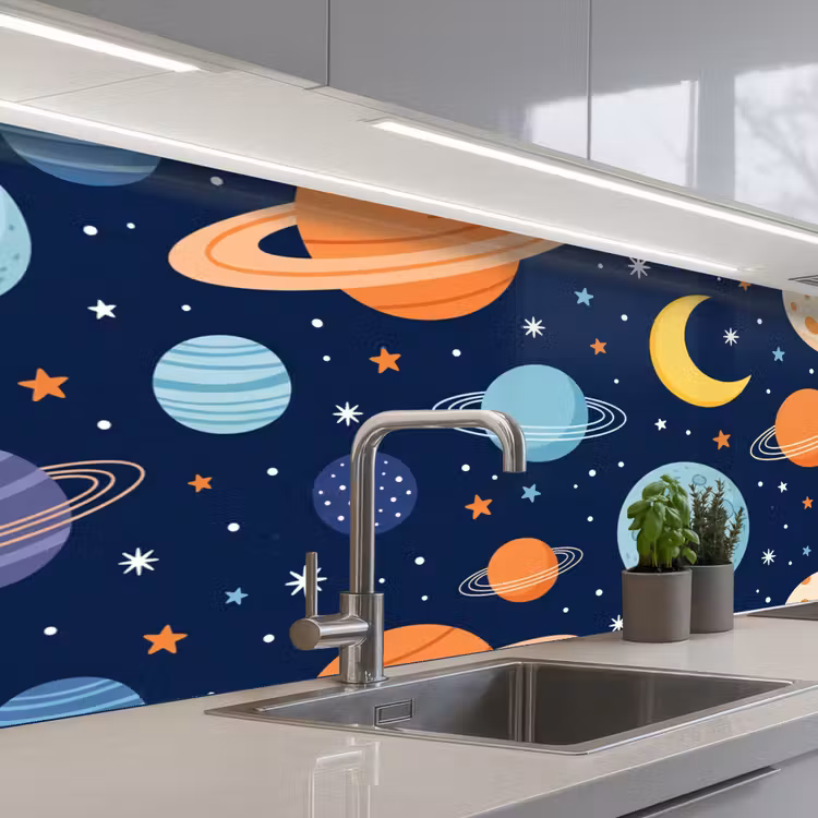 Keuken achterwand - Ruimte - Planeten - Kleurrijk — 2