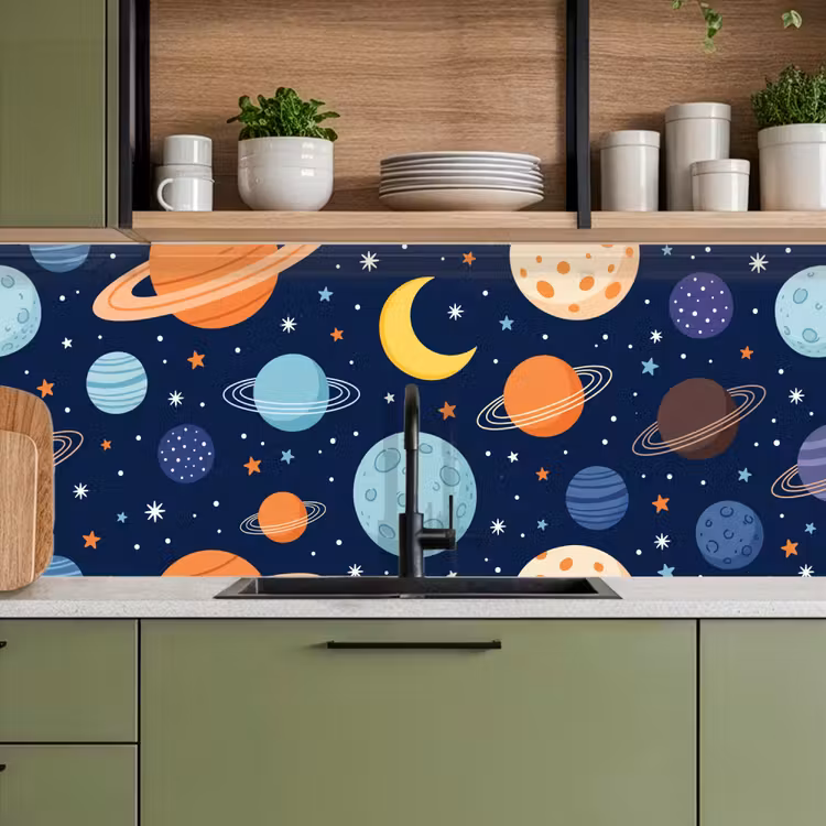 Keuken achterwand - Ruimte - Planeten - Kleurrijk — 8