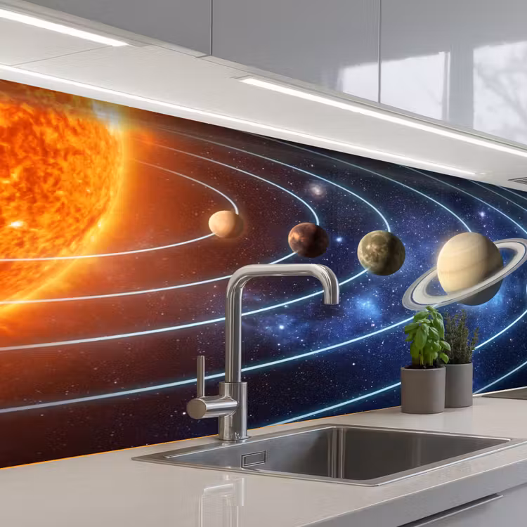 Keuken achterwand - Ruimte - Zonnestelsel - Blauw — 2