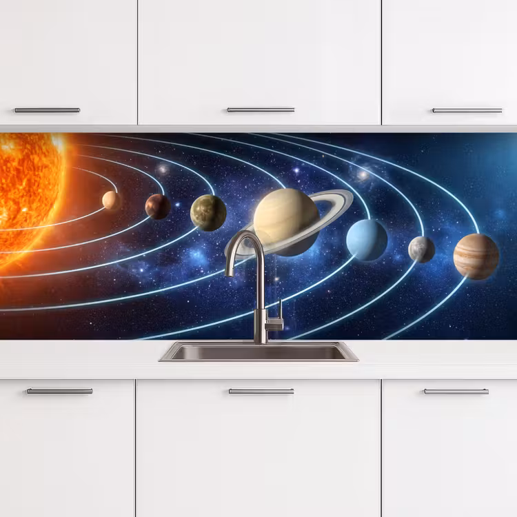 Keuken achterwand - Ruimte - Zonnestelsel - Blauw — 4