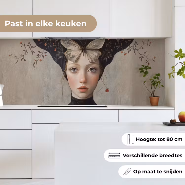 Keuken achterwand - Woman - Butterfly - Art - Classic - Muted — 7