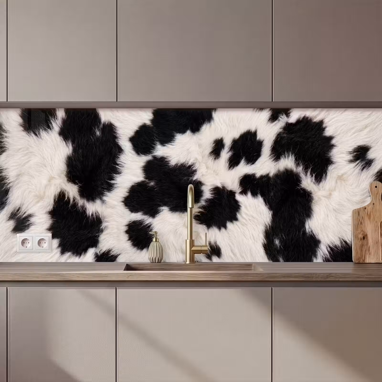 Keuken achterwand - Bont - Textuur - Zwart - Wit — 1