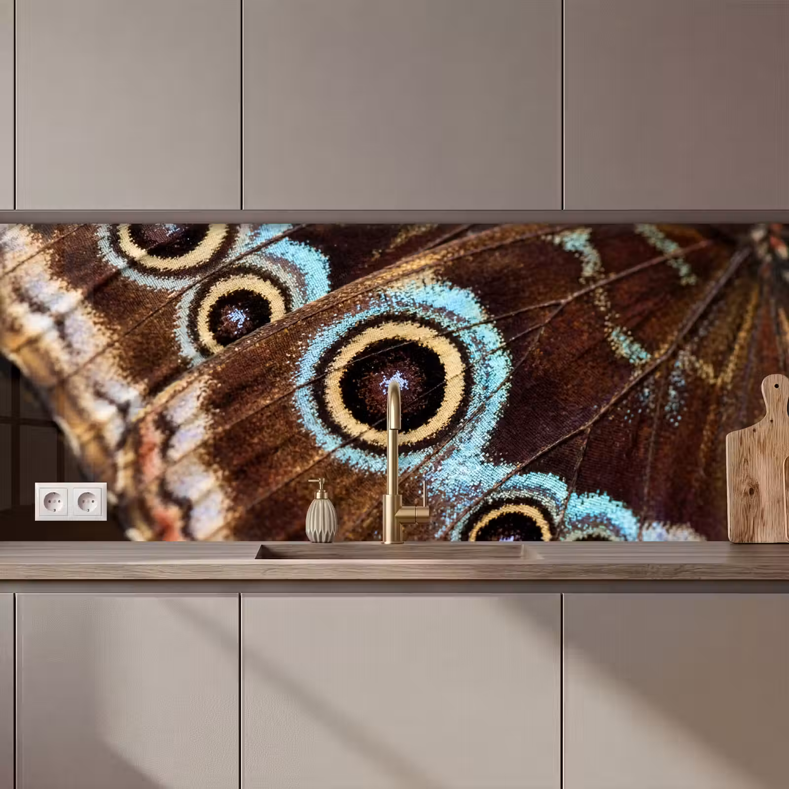 Keuken achterwand - Vleugels - Vlinder - Blauw — 1