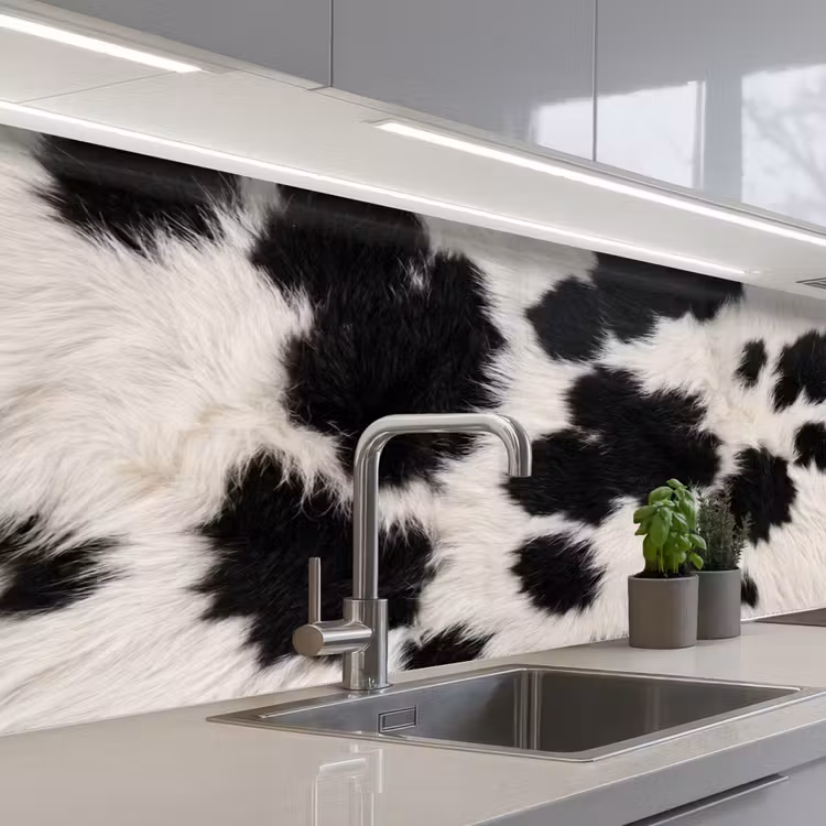 Keuken achterwand - Bont - Textuur - Zwart - Wit — 2