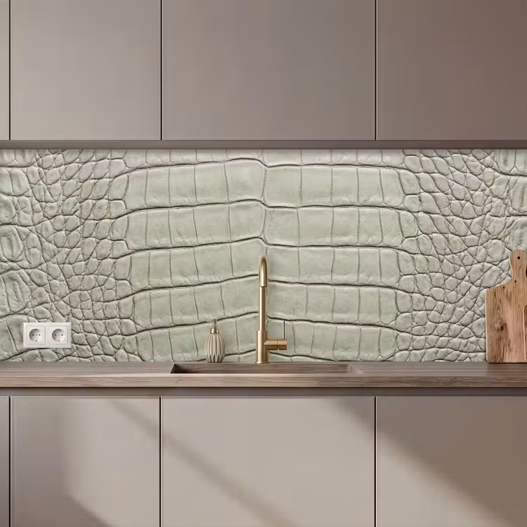 Keuken achterwand - Krokodillenleer - Schubben - Groen — 1