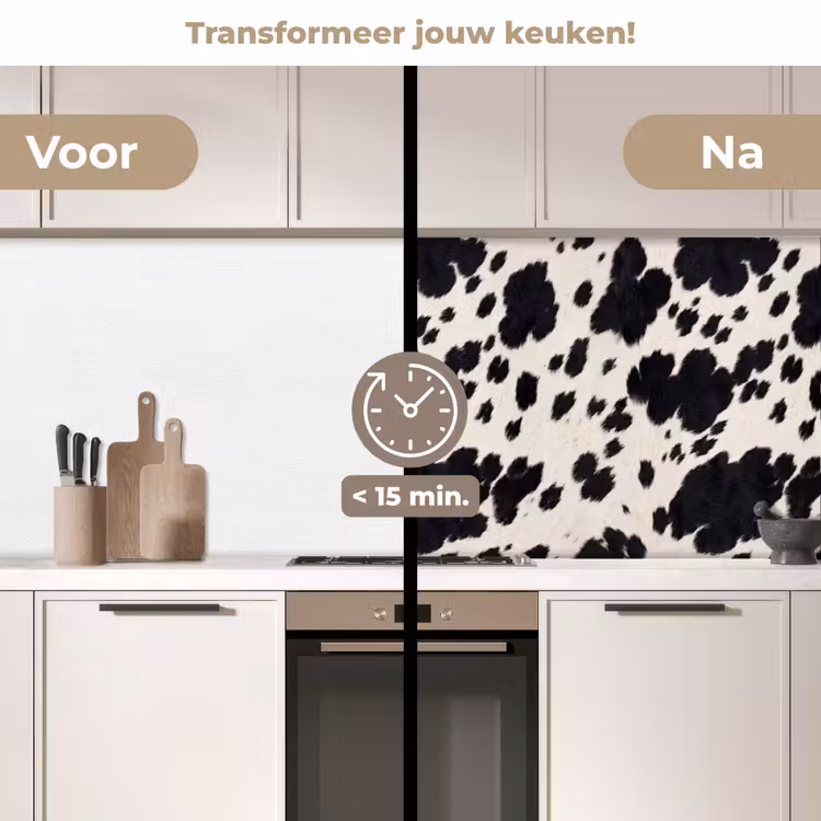 Keuken achterwand - Patroon - Vacht - Zwart - Wit — 3