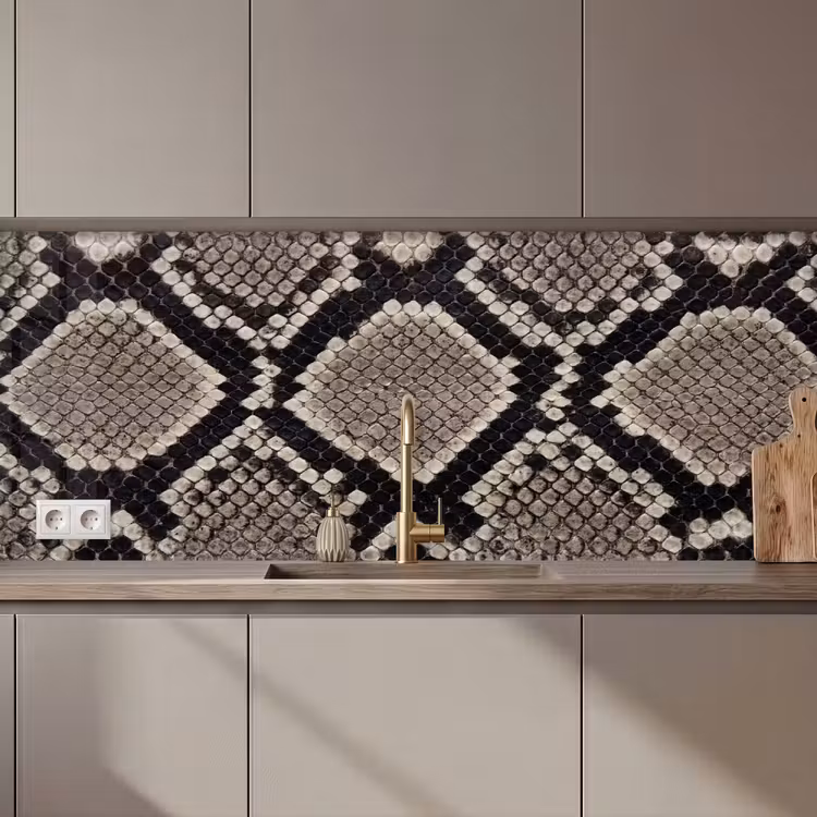 Keuken achterwand - Slangenleer - Patroon - Beige — 1