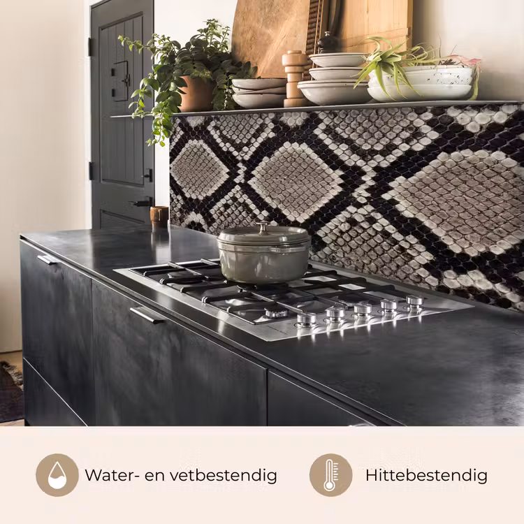 Keuken achterwand - Slangenleer - Patroon - Beige — 5