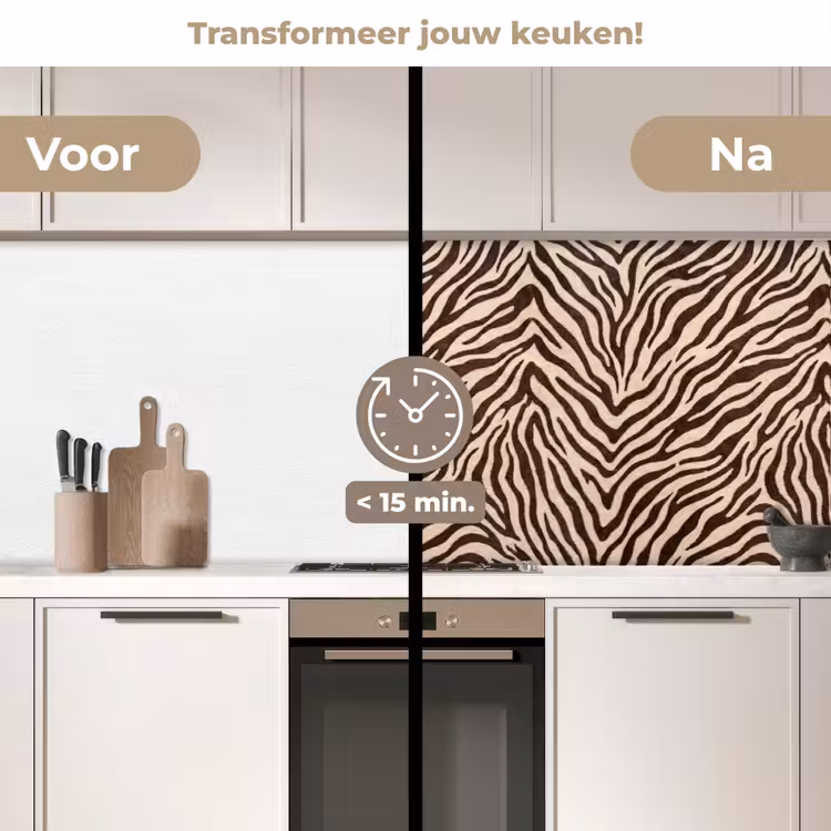 Keuken achterwand - Zebra - Strepen - Bruin — 3