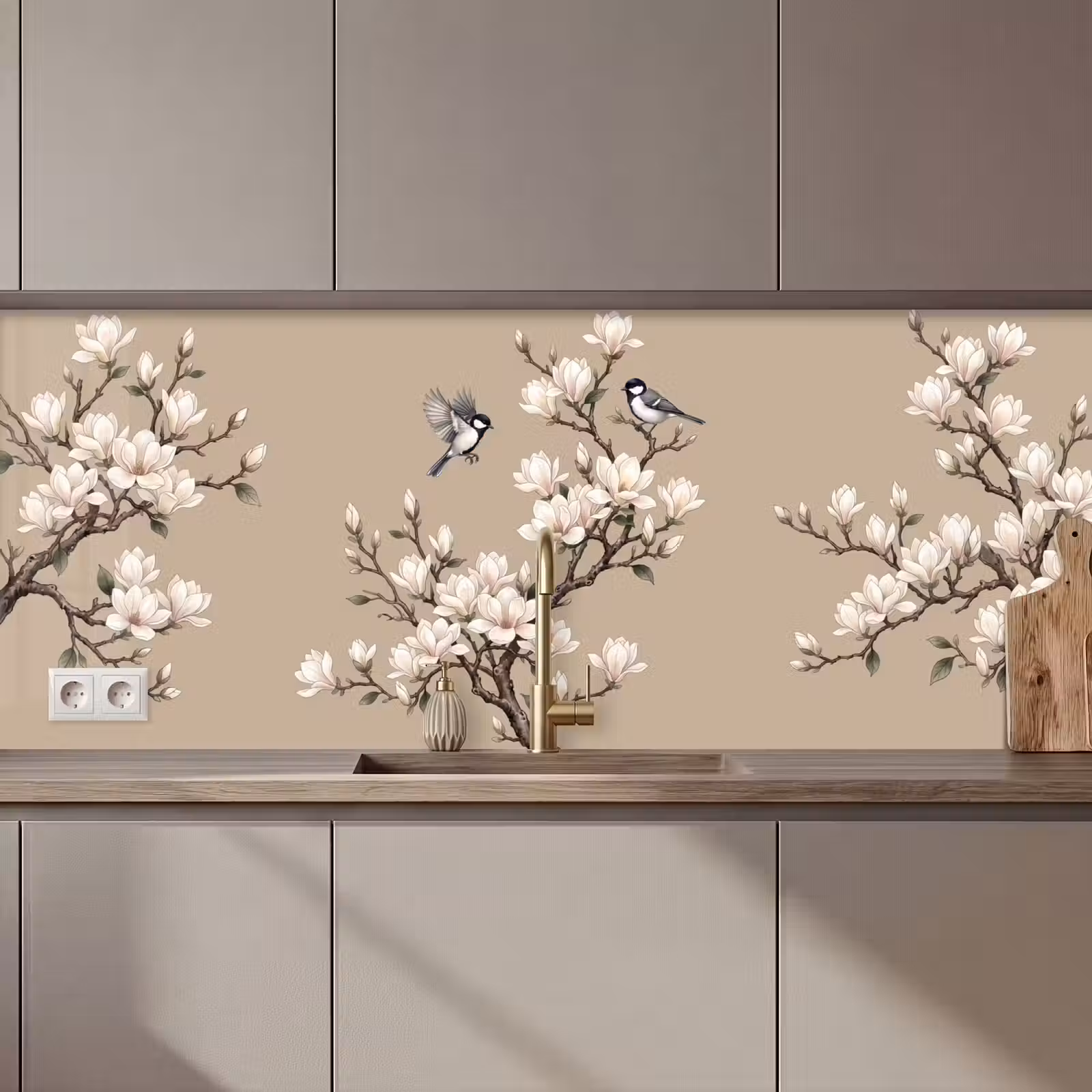 Keuken achterwand - Oosters - Vogels - Beige — 1