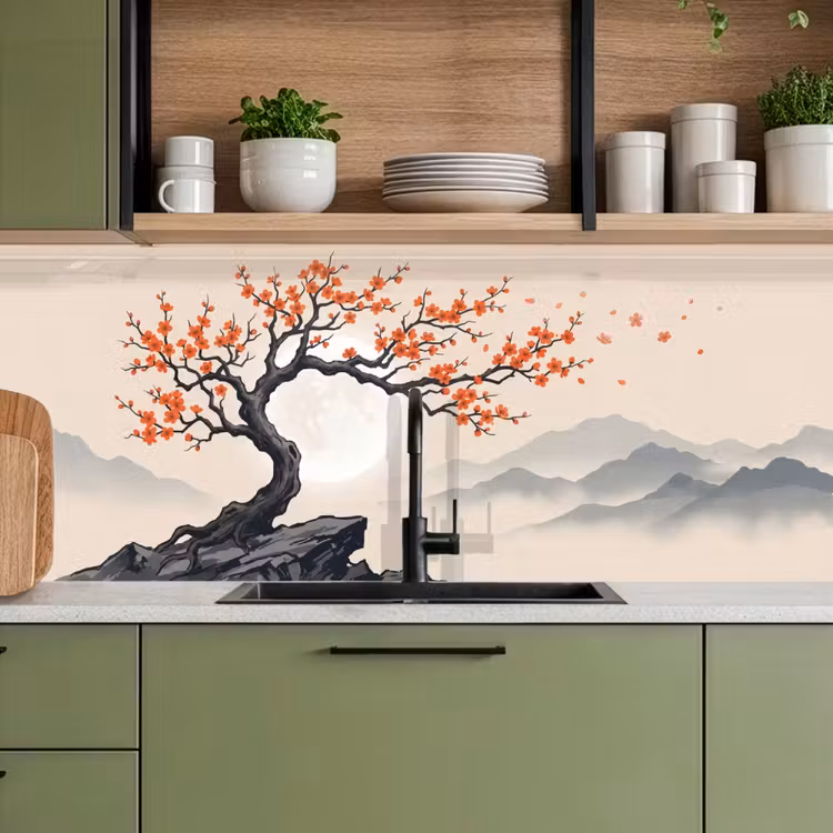 Keuken achterwand - Aziatisch - Bloesem - Rood — 8