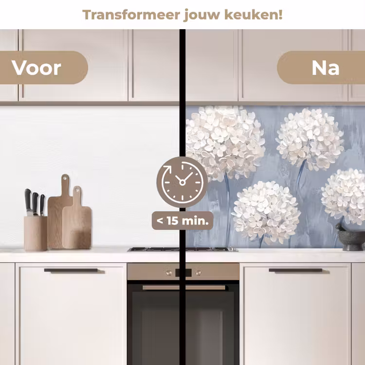 Keuken achterwand - Bloemen - Illustratie - Blauw — 3