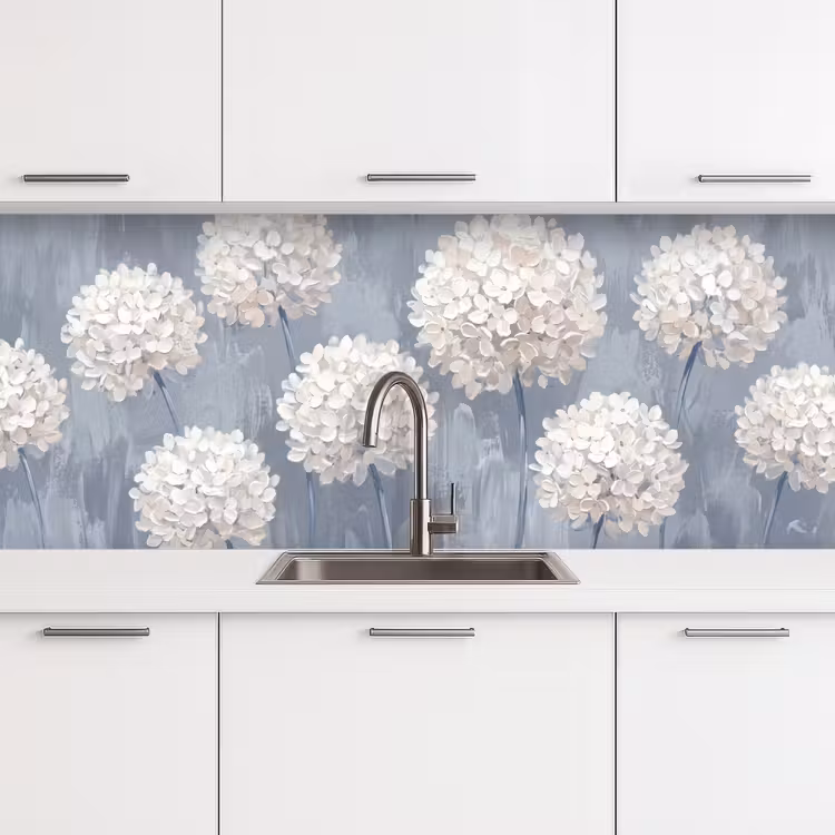 Keuken achterwand - Bloemen - Illustratie - Blauw — 4