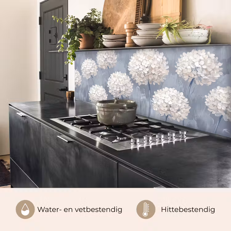 Keuken achterwand - Bloemen - Illustratie - Blauw — 5