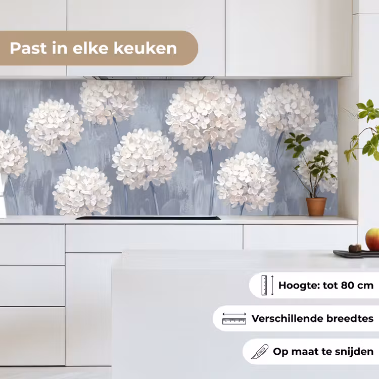Keuken achterwand - Bloemen - Illustratie - Blauw — 7