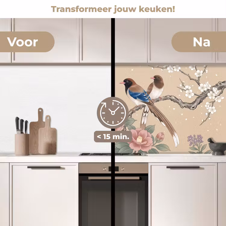 Keuken achterwand - Bloemen - Vogels - Bloemen — 3