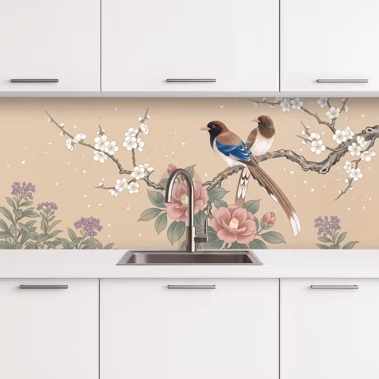 Keuken achterwand - Bloemen - Vogels - Bloemen — 4