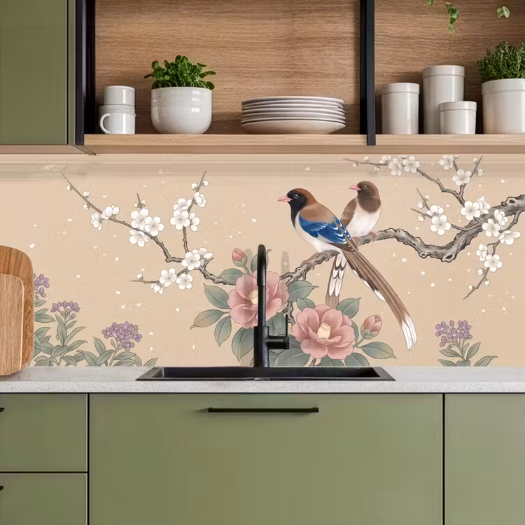 Keuken achterwand - Bloemen - Vogels - Bloemen — 8