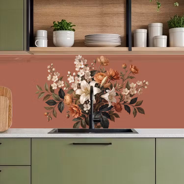 Keuken achterwand - Boeket - Retro - Kleurrijk — 8