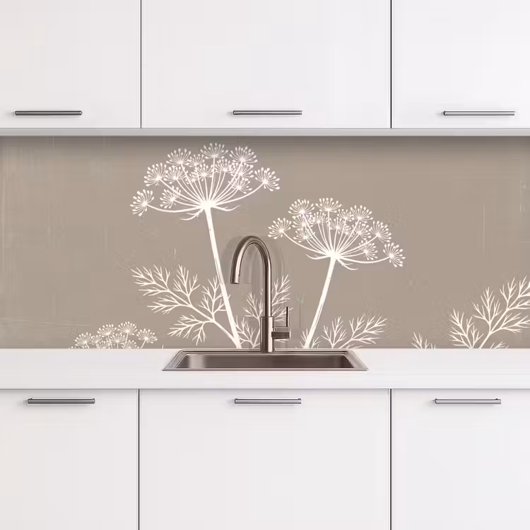 Keuken achterwand - Grafisch - Fluitenkruid - Taupe — 4