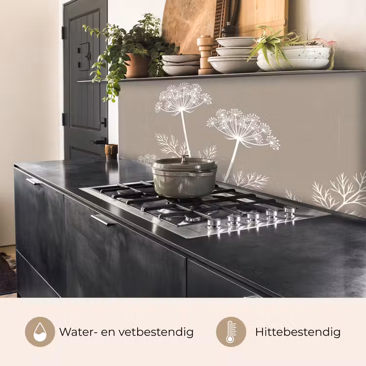 Keuken achterwand - Grafisch - Fluitenkruid - Taupe — 5