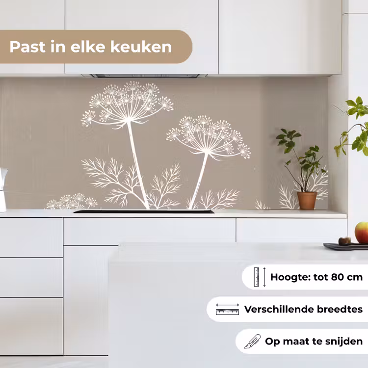 Keuken achterwand - Grafisch - Fluitenkruid - Taupe — 7