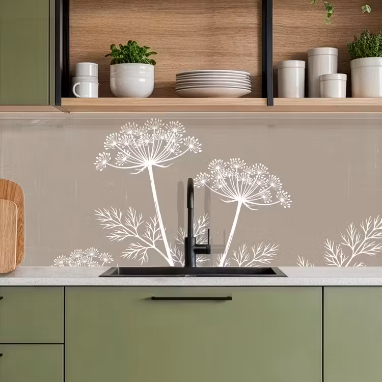 Keuken achterwand - Grafisch - Fluitenkruid - Taupe — 8