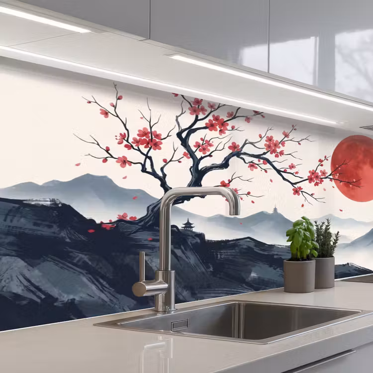 Keuken achterwand - Kersenbloesem - Oosters - Rood — 2