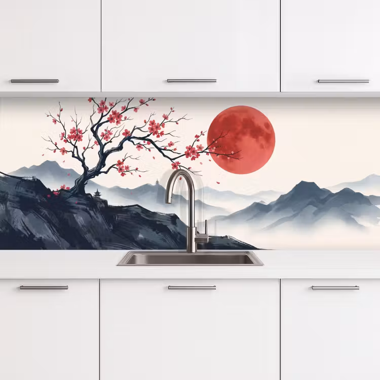 Keuken achterwand - Kersenbloesem - Oosters - Rood — 4