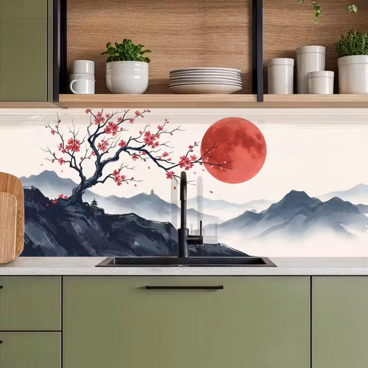 Keuken achterwand - Kersenbloesem - Oosters - Rood — 8