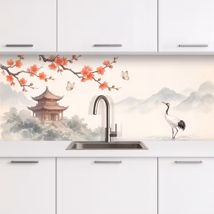 Keuken achterwand - Kraanvogel - Azië - Klassiek — 4