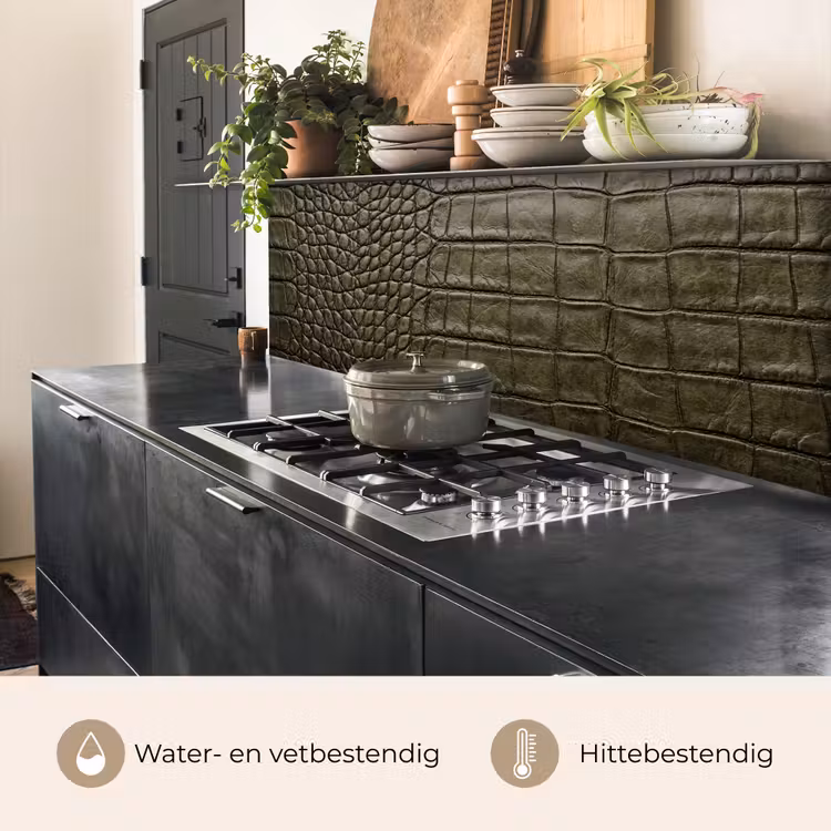 Keuken achterwand - Krokodillenleer - Structuur - Groen — 5