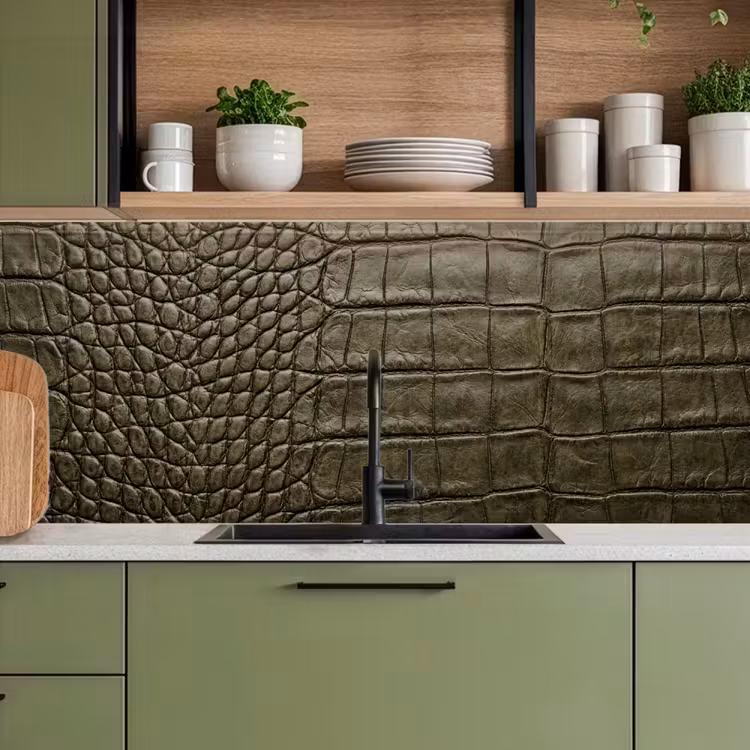 Keuken achterwand - Krokodillenleer - Structuur - Groen — 8