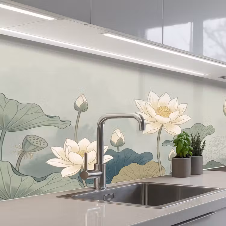 Keuken achterwand - Lotus - Bloemen - Groen — 2