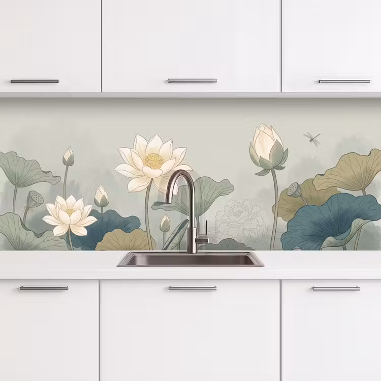 Keuken achterwand - Lotus - Bloemen - Groen — 4