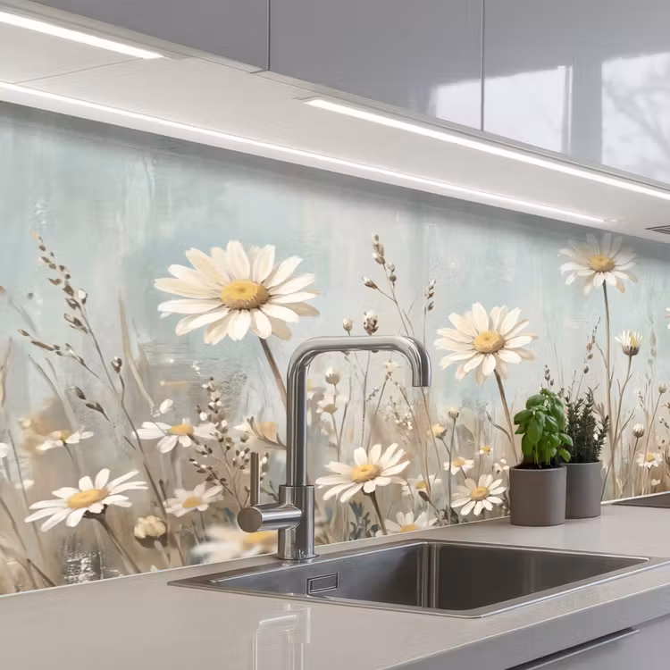 Keuken achterwand - Madelief - Illustratie - Wit — 2