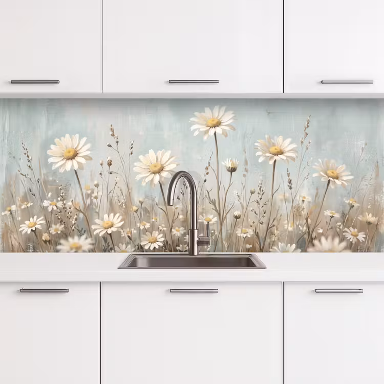 Keuken achterwand - Madelief - Illustratie - Wit — 4