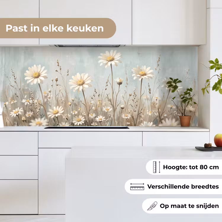 Keuken achterwand - Madelief - Illustratie - Wit — 7