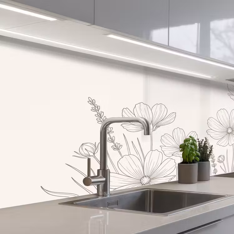 Keuken achterwand - Minimalistisch - Modern - Bloemen - Beige — 2
