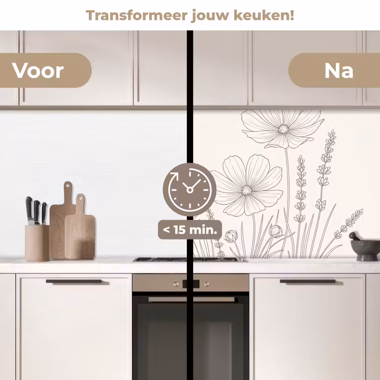 Keuken achterwand - Minimalistisch - Modern - Bloemen - Beige — 3