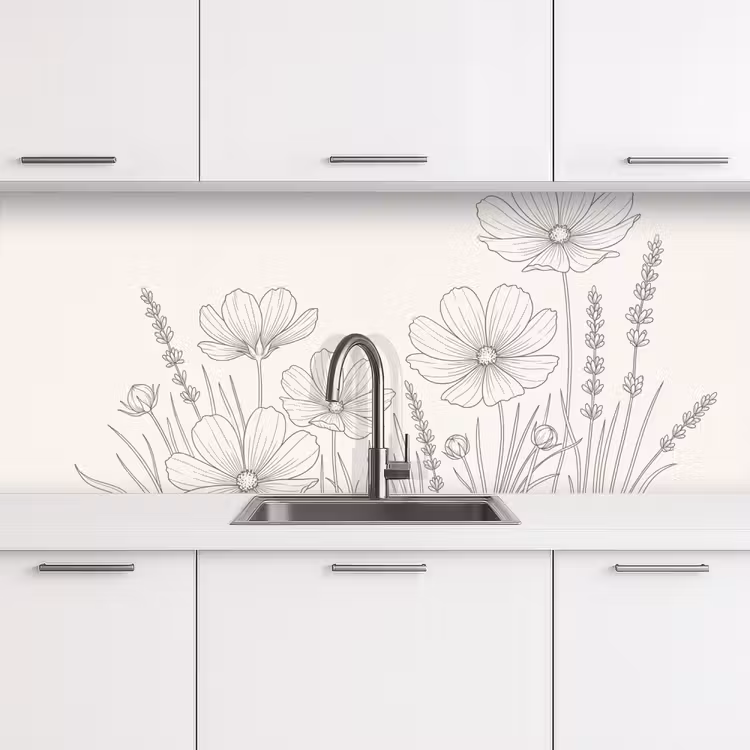 Keuken achterwand - Minimalistisch - Modern - Bloemen - Beige — 4