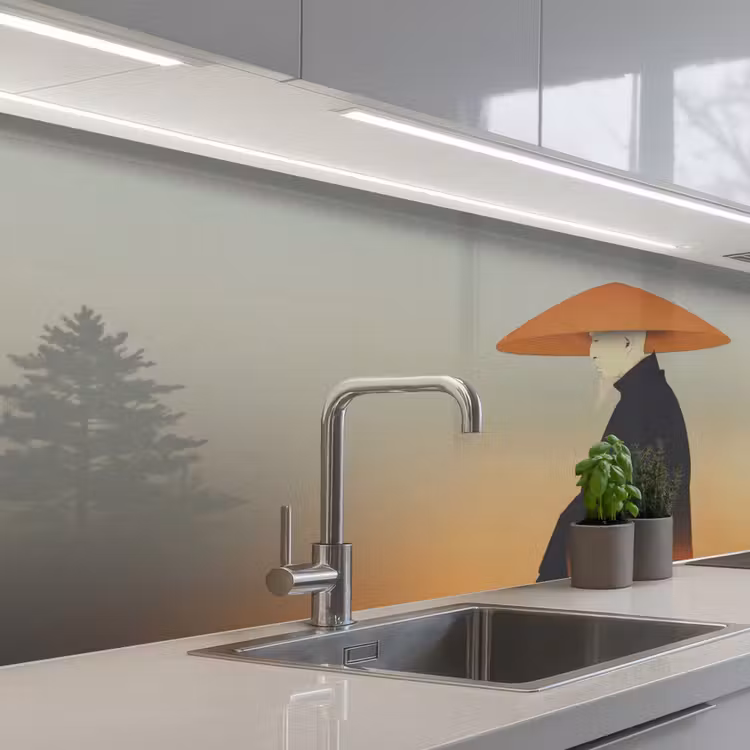 Keuken achterwand - Minimalistisch - Silhouet - Oranje — 2