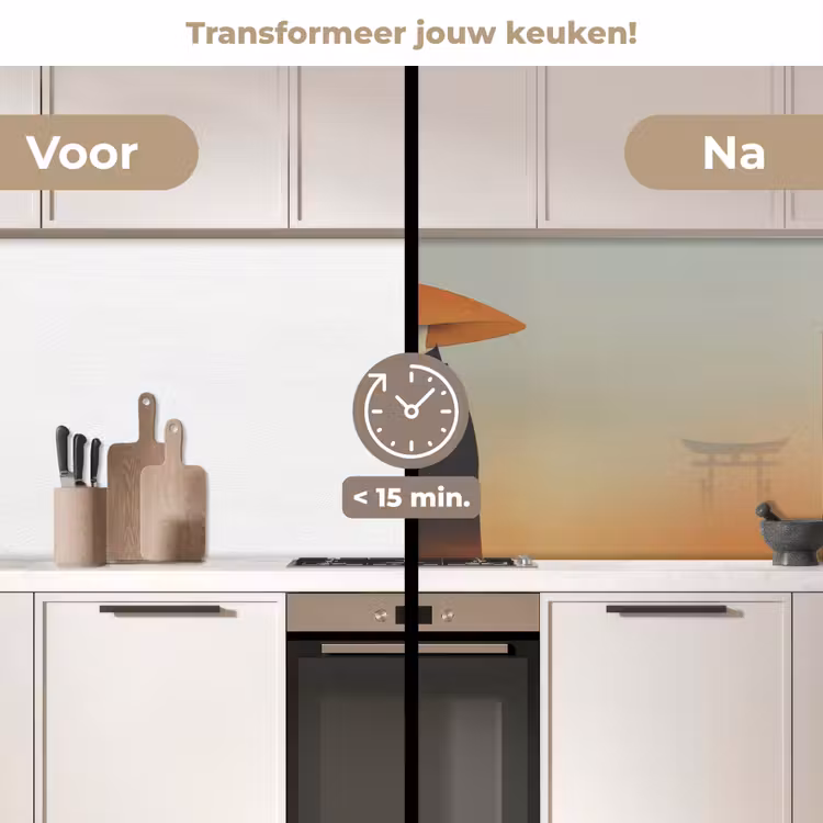 Keuken achterwand - Minimalistisch - Silhouet - Oranje — 3